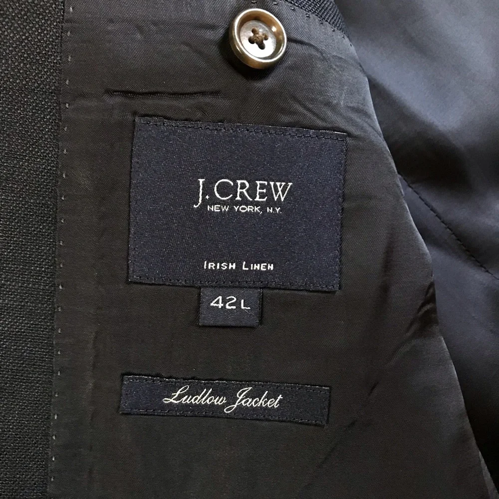 J. Crew Ludlow Irish Linen Men's Navy Two-Button Sport Coat 42L
